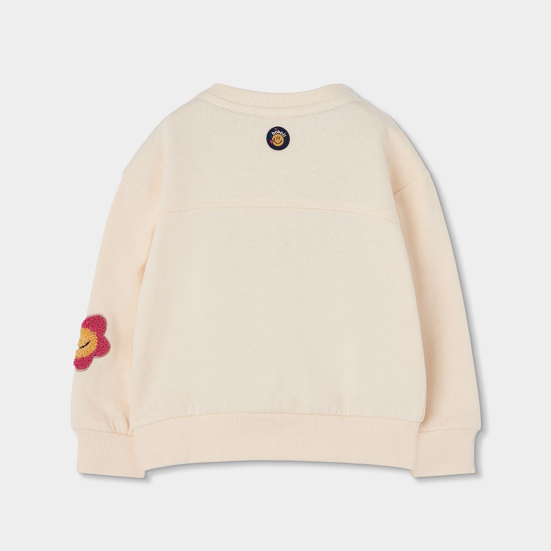 Boboli Girls Long Sleeve Cool Girl Ecru Sweatshirt