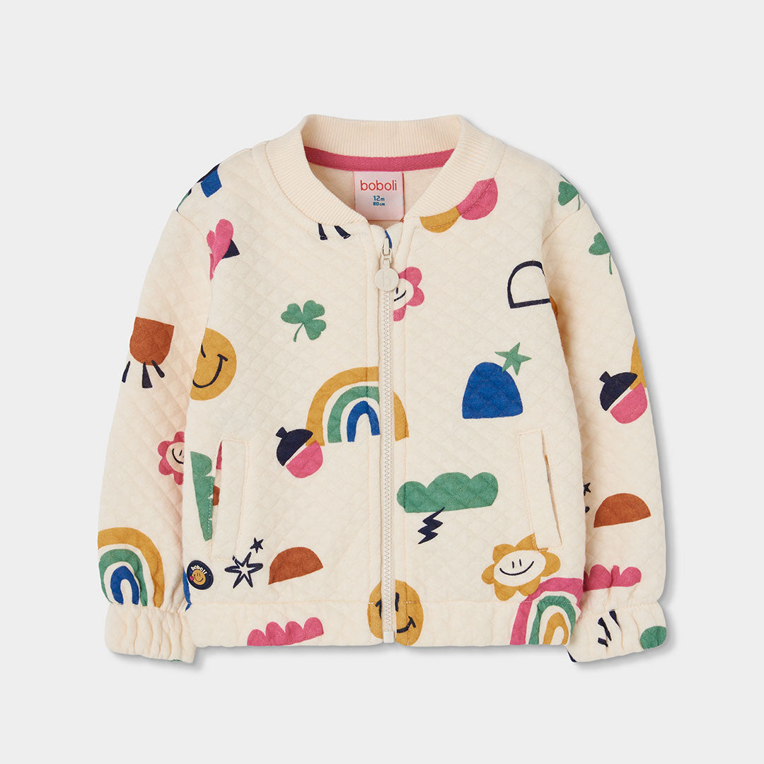 Boboli Girls Pattern Zip Up Jacket