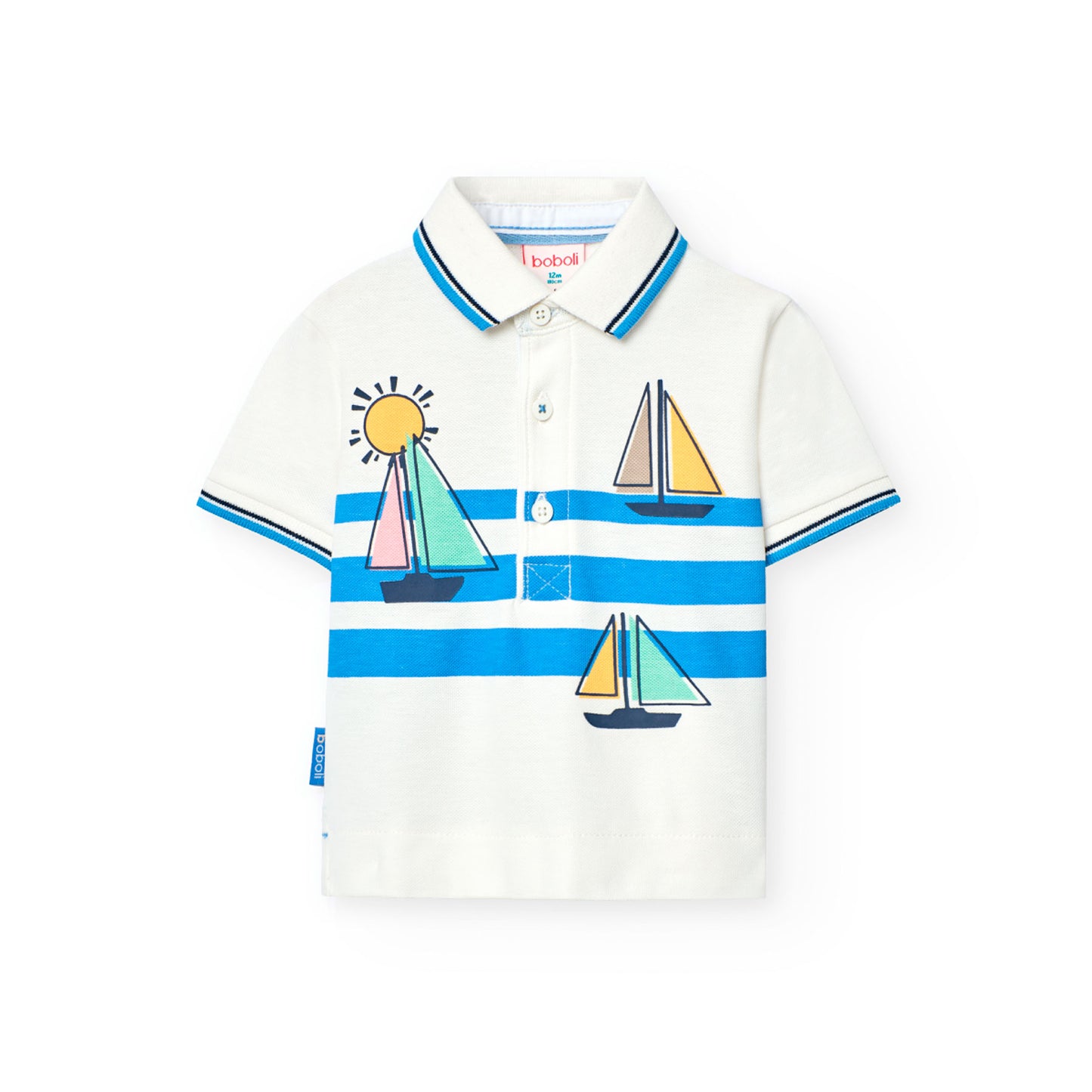 Boboli Boys White Sailor Pique Polo