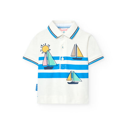 Boboli Boys White Sailor Pique Polo