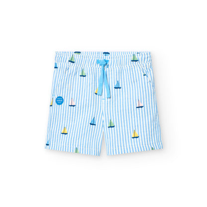 Boboli Boys Sail Boat Striped Shorts