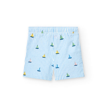 Boboli Boys Sail Boat Striped Shorts