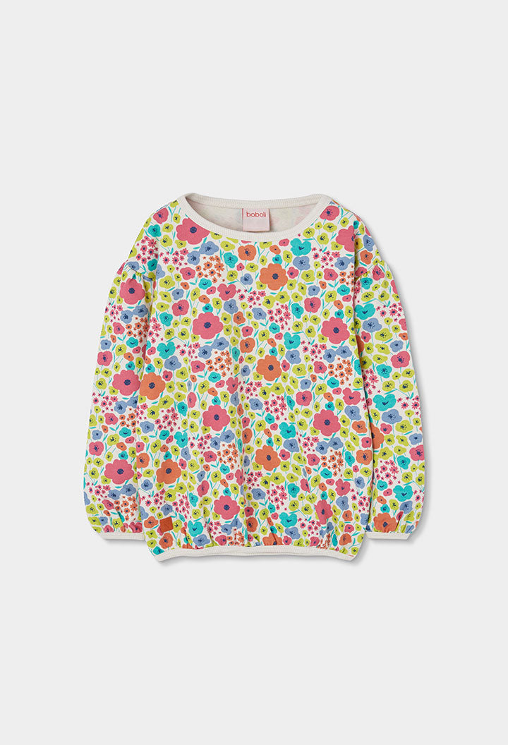 Boboli Girls Long Sleeve Colourful Floral Fleece Sweatshirt