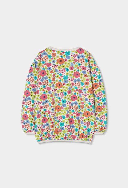 Boboli Girls Long Sleeve Colourful Floral Fleece Sweatshirt