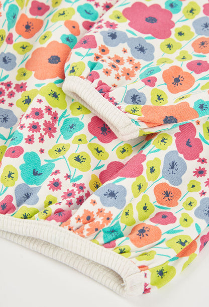 Boboli Girls Long Sleeve Colourful Floral Fleece Sweatshirt