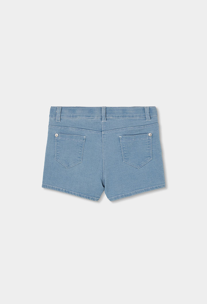 Boboli Girls Denim Shorts with Floral Embroidery