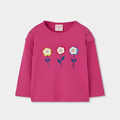 Boboli Girls Long Sleeve Fuchsia T-shirt