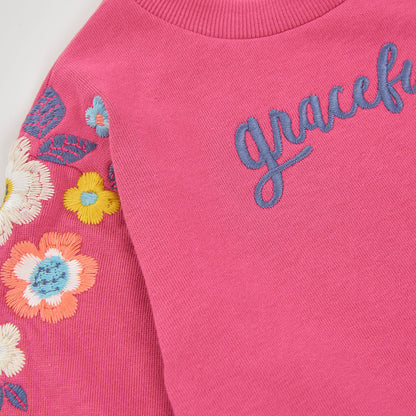 Boboli Girls Graceful Fuchsia Fleece Sweatshirt