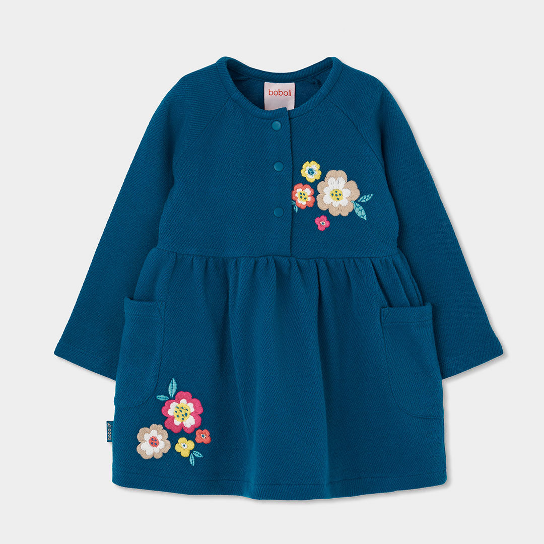 Boboli Girls Twill Knit Dress
