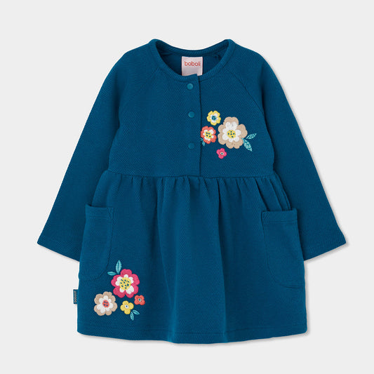 Boboli Girls Twill Knit Dress