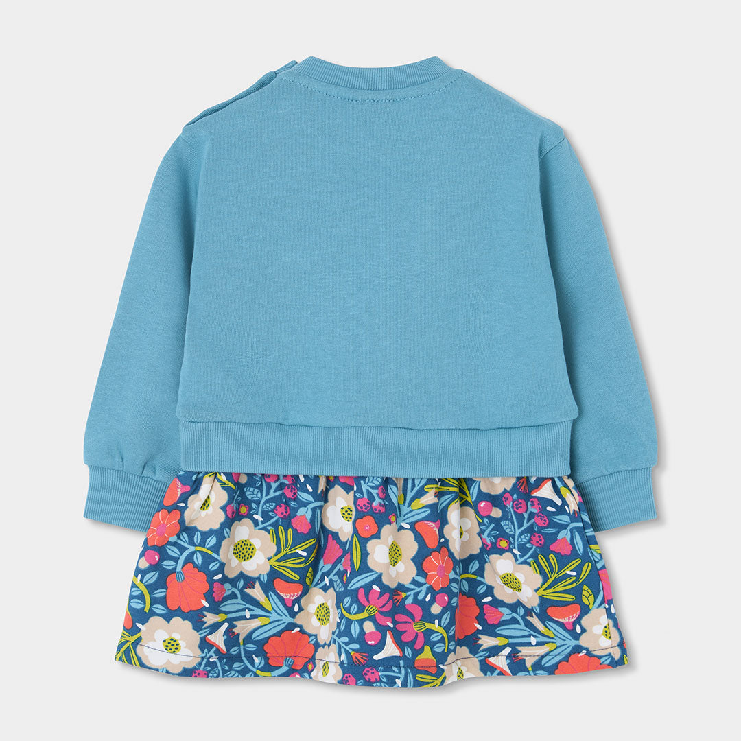 Boboli Girls Gorgeous Combined Dress with Floral Design