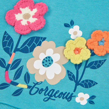 Boboli Girls Gorgeous Combined Dress with Floral Design