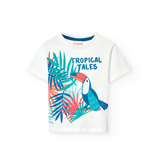 Boboli Boys White Tropical Short Sleeve T-Shirt