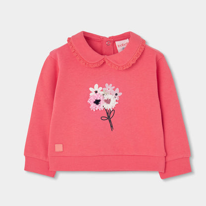 Boboli Girls Long Sleeve Strawberry Fleece Sweatshirt