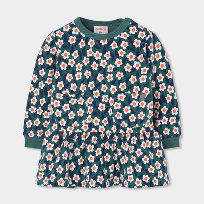 Boboli Girls Fleece Floral Printed Dress