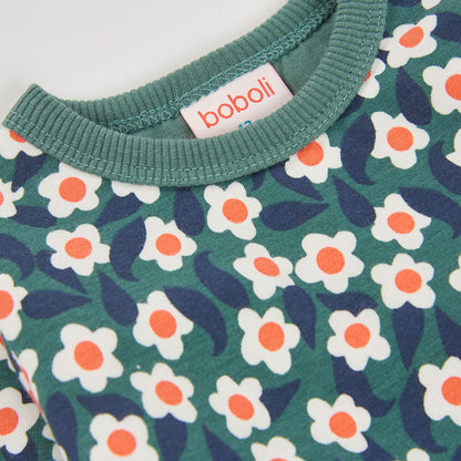 Boboli Girls Fleece Floral Printed Dress