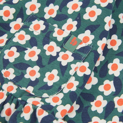Boboli Girls Fleece Floral Printed Dress