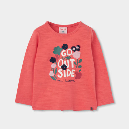 Boboli Girls Long Sleeve T-shirt Coral