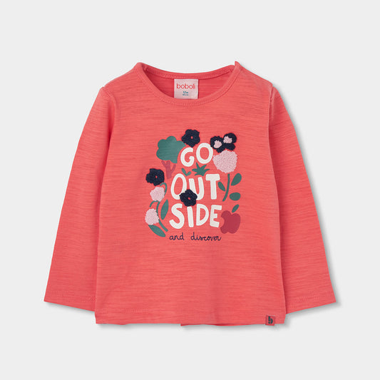 Boboli Girls Long Sleeve T-shirt Coral