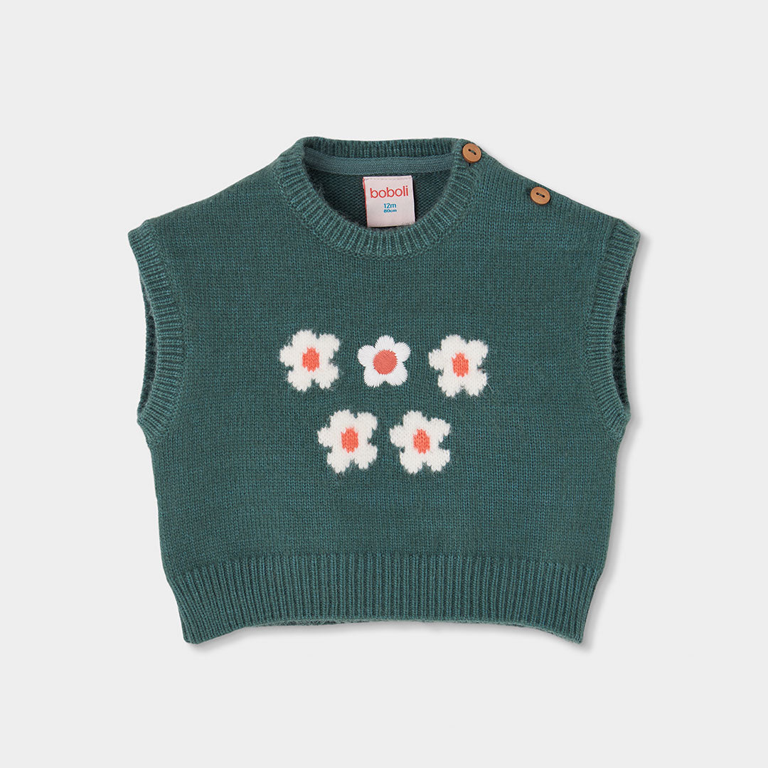 Boboli Girls Flower Knitwear Vest