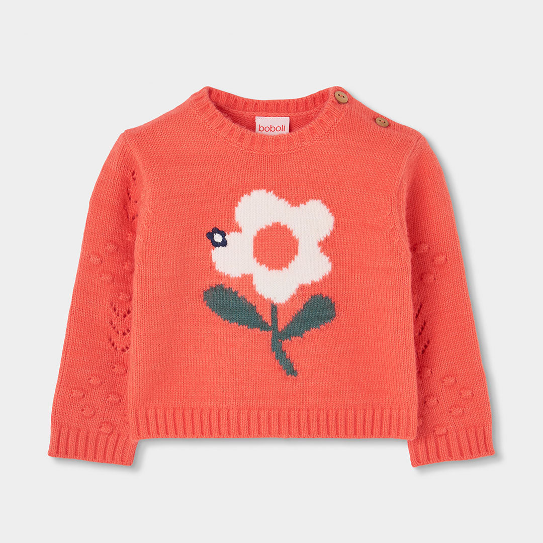 Boboli Girls Long Sleeve Coral Jumper