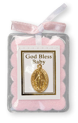 Baby Blessing with Miraculous Medal Pink