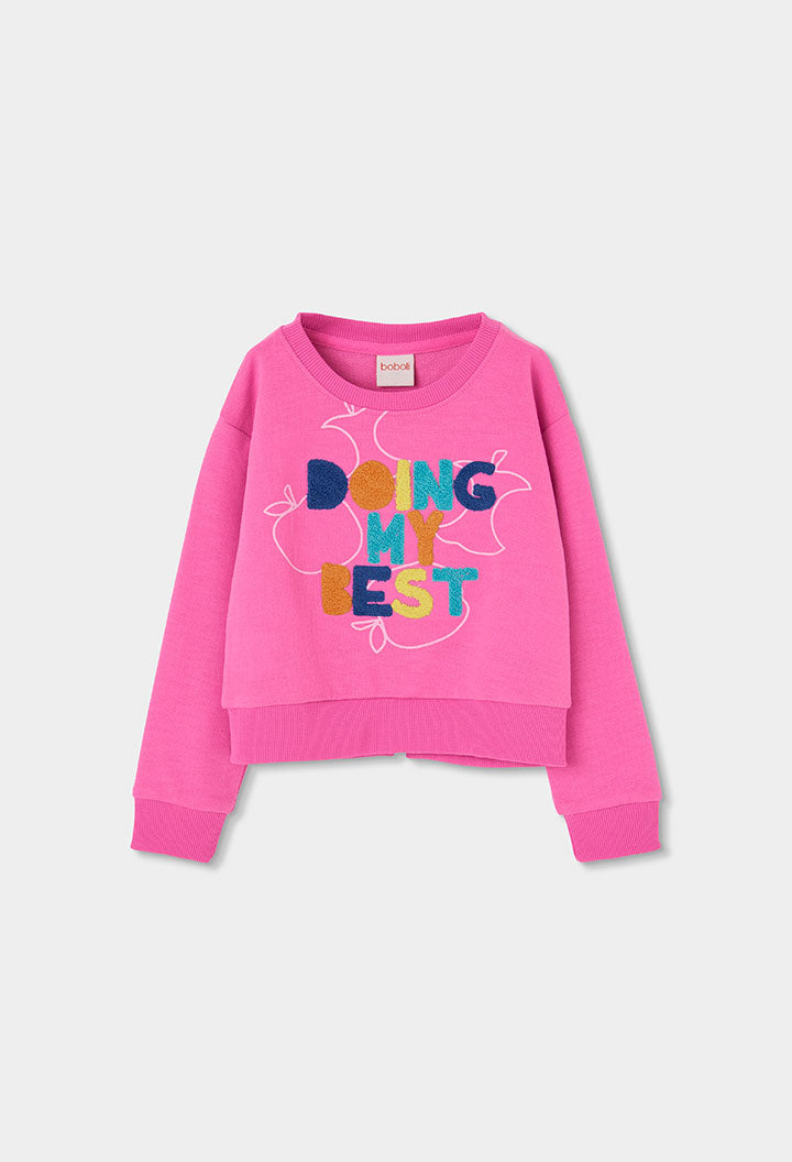Boboli Girls Long Sleeve Fuchsia Fleece Sweatshirt