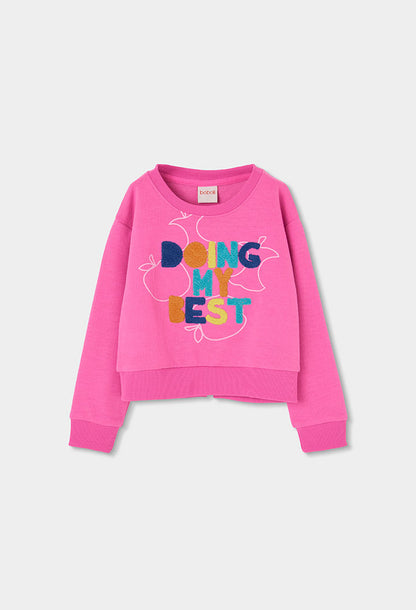 Boboli Girls Long Sleeve Fuchsia Fleece Sweatshirt