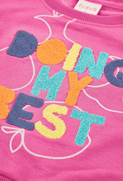 Boboli Girls Long Sleeve Fuchsia Fleece Sweatshirt