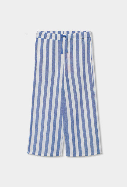 Boboli Girls Blue Stripe Linen Trousers