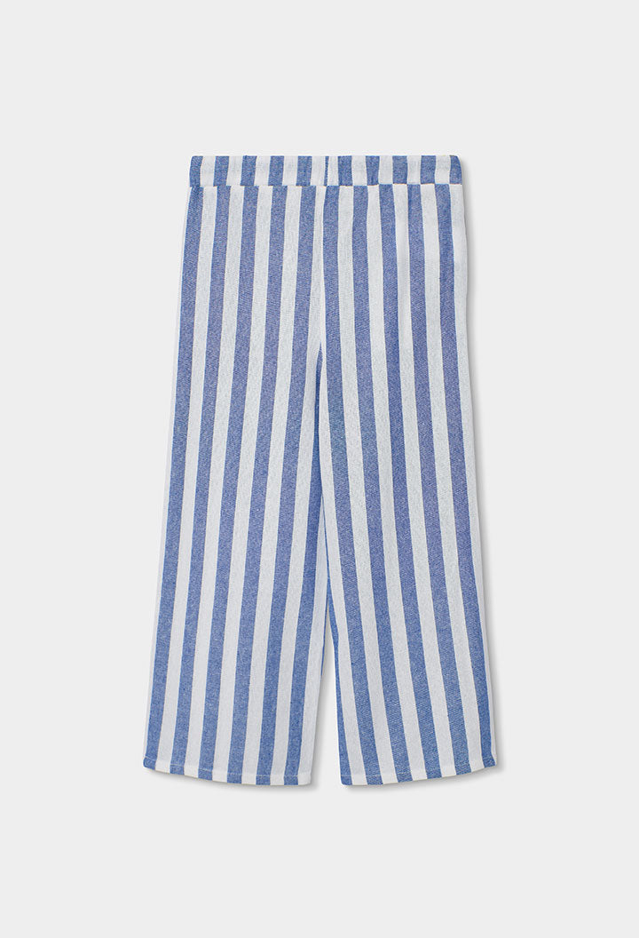 Boboli Girls Blue Stripe Linen Trousers