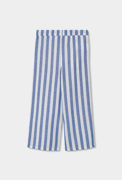 Boboli Girls Blue Stripe Linen Trousers