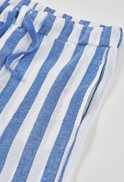 Boboli Girls Blue Stripe Linen Trousers