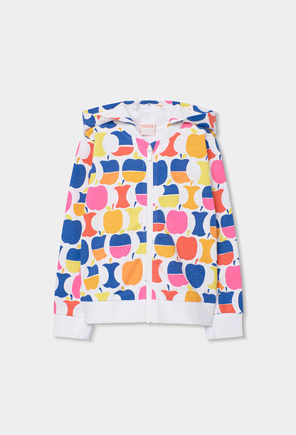 Boboli Girls Apples Pattern Zip Up Jacket