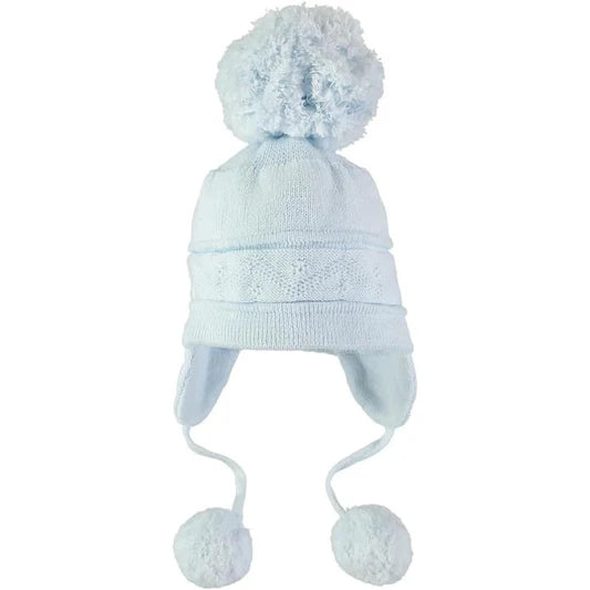 Emile et Rose Griffin Blue Knit Bobble Hat with Ear Flaps