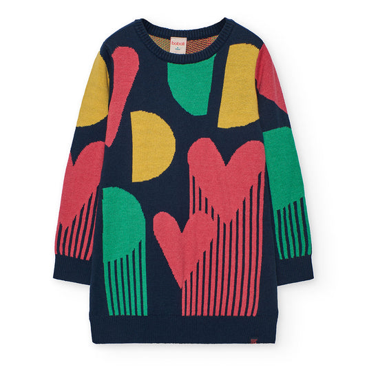 Boboli Girls Navy Knitwear Dress