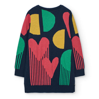 Boboli Girls Navy Knitwear Dress