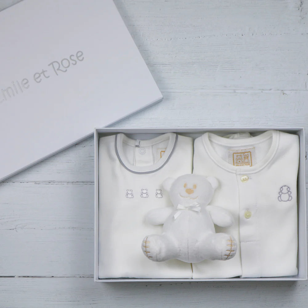 Emile et Rose Tatum White Unisex Baby Gift Set 1 month