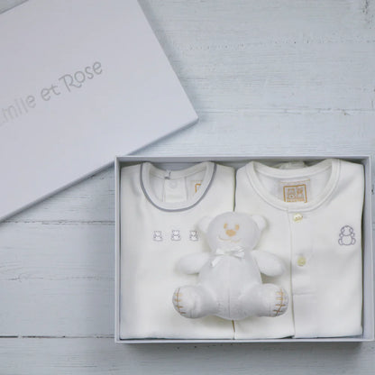 Emile et Rose Tatum White Unisex Baby Gift Set 1 month