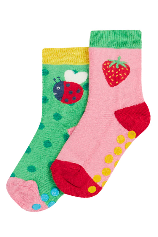 Frugi Baby Girls Strawberry Grippy Socks 2 Pack