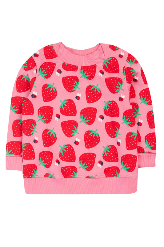 Frugi Baby Girls Easy On Strawberry Printed Jumper