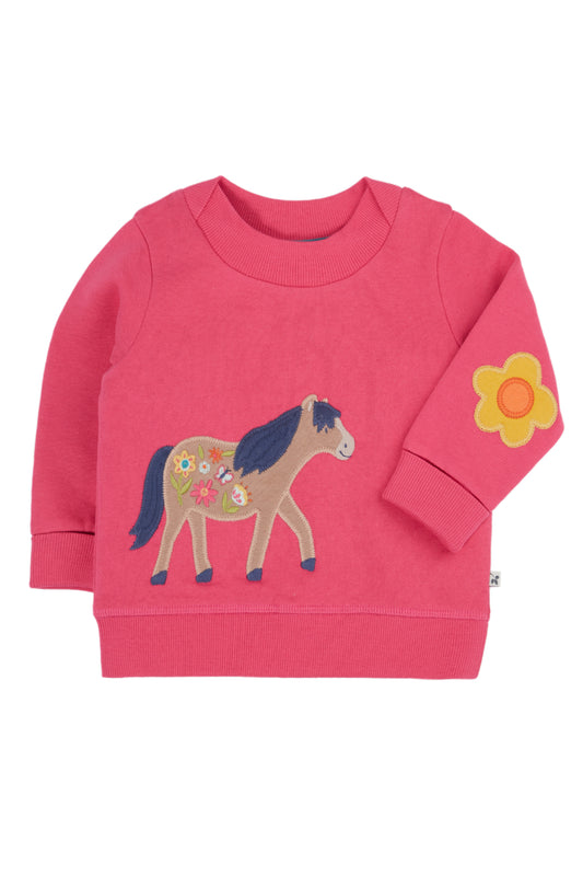 Frugi Baby Girls Pink Jumper With Horse