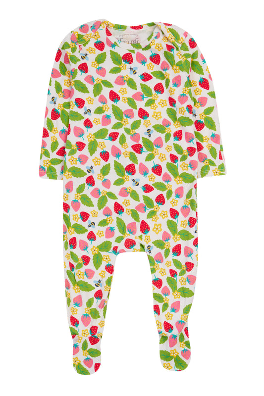 Frugi Baby Girls Strawberry Field Babygrow