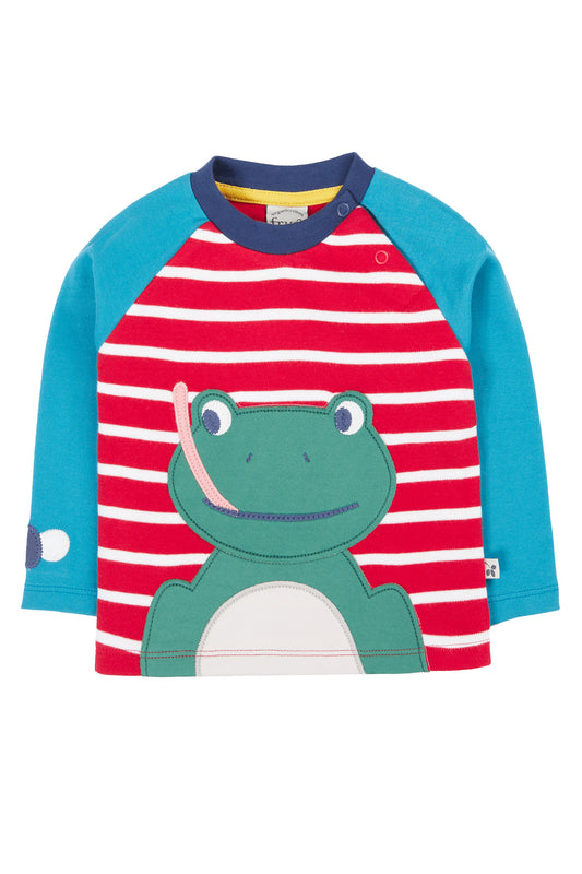 Frugi Baby Boys Alfie Berry Red Breton/Frog Top