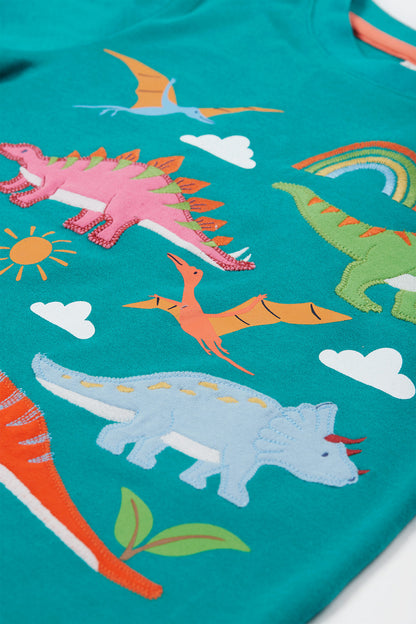 Frugi Baby Boy Iguana and Dinosaur Adventure Applique Top