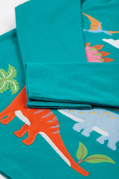 Frugi Baby Boy Iguana and Dinosaur Adventure Applique Top