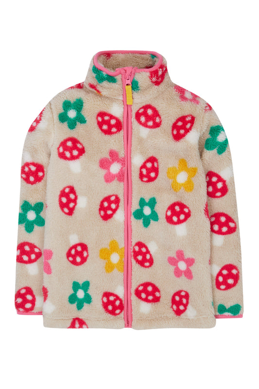 Frugi Girls Zipped Mushroom Ted Fleece