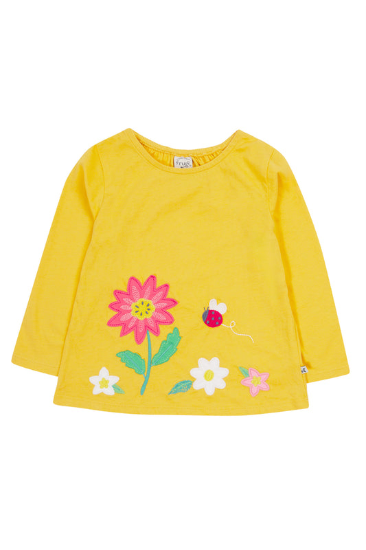 Frugi Baby Girls Ladybird / Flower Carmen Applique Top