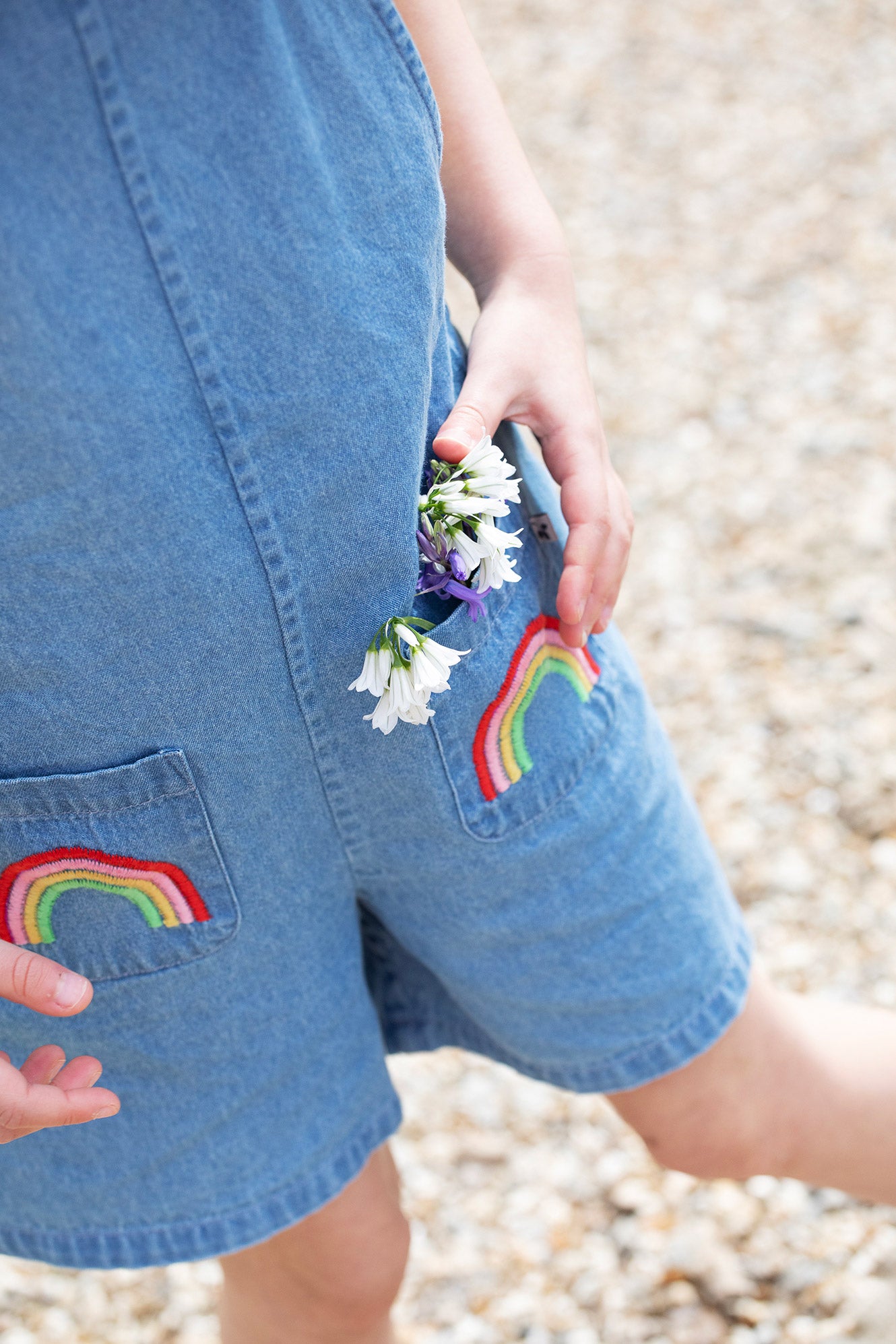 Frugi Girls Rainbow Hazel Denim Dungaree