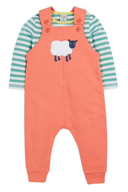 Frugi Baby Boys Cantaloupe Sheep Coverack Dungaree Outfit